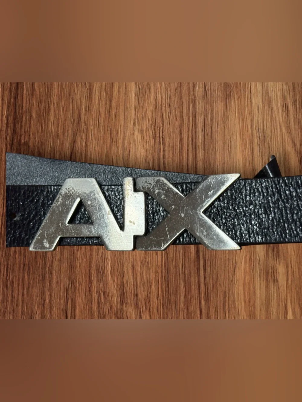 Armani Exchange Plate Buckle Belt 100% leather color Black Mens SZ 32